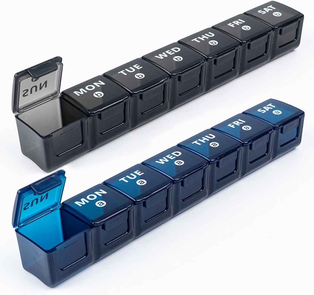 2 Πακέτων Εβδομαδιαία Μεγάλος Διοργανωτής Χάπια για Ταξίδια, 7 Κουτιά Χάπια Ημέρας και Οργανωτής, Μεγάλα Διαμερίσματα Χάπια Περίπτωση AM PM,14 Ημέρα XL Φαρμακευτικός Διοργανωτής για τα ιχθυέλαια, Συμπλήρωμα κατόχου Βιταμίνης