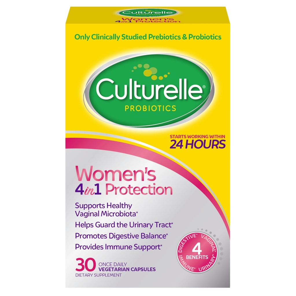 Culturelle Probiotics for Women with Prebiotics - 4-in-1 for Vaginal, Digestive, Urinary & Immune Health - pH Balance, Bloating & Gas Relief - Daily Vegetarian Caps, Non-GMO - 30 Count