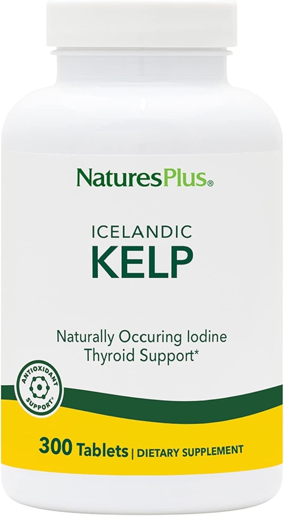 NaturesPlus IcelAndic Kelp - 150 mcg Iodine; 150 mg Kelp- 300 Vegetarian Tablets - Natural Iodine Supplement - Gluten-Free - 300 Servings