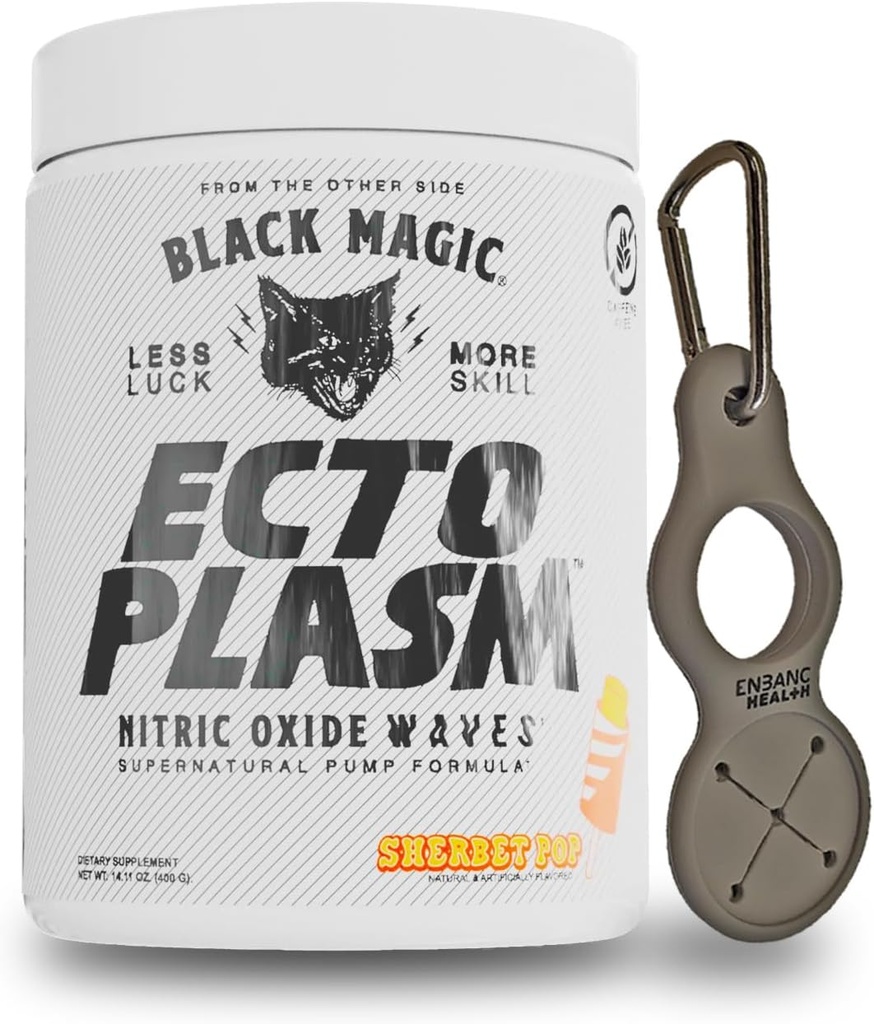 Black Magic Ecto Plasm - Sherbet Pop - Handcrafted Pump Igniter, Increased Hydration & Vascularity (400g, 20 Scoops) with Enbanc Health Keychain