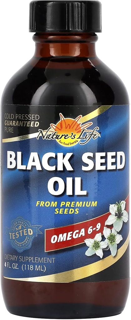 Natures Life Black Seed Oil, Cold-Pressed Black Cumin Seed Oil - Joint, Digestive Health, and Immune Support - Lab Επαληθευμένο, 60-Day Εγγύηση επιστροφής χρημάτων - 23 Υπηρεσίες, 4 Fl. Oz.