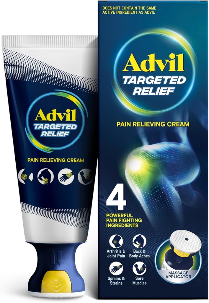 Advil Targeted Relief Pain Reliefing Cream with Massage Applicator, Μέχρι 8 Ώρες Ισχυρής Ανακούφισης Ανηλίκου Αρθρίτιδας Πόνος, πόνος των αρθρώσεων, Οσφυαλγία και πόνος των μυών, 2,5 oz