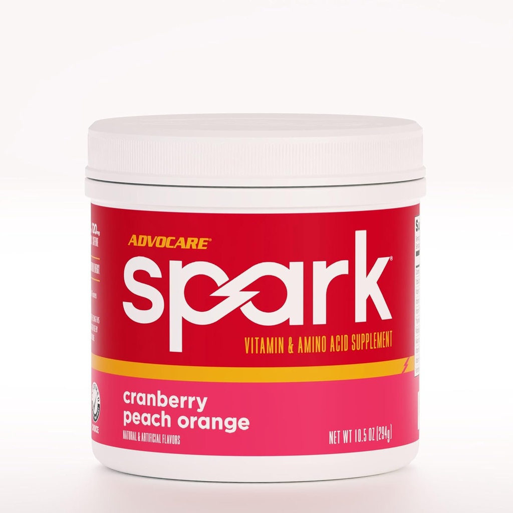 AdvoCare Spark Vitamin & Amino Acid Supplement - Focus & Energy Drink Powder Mix with Vitamin A, B-6, C & E - Περιλαμβάνει επίσης L-καρνιτίνη & L-Τυροσίνη - Cranberry Ροδάκινο Πορτοκάλι - 10,5 oz