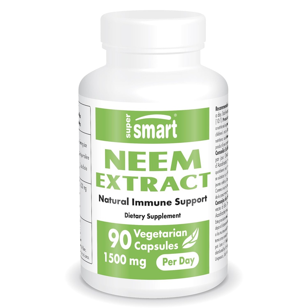 Supersmart - Neem Extract 1500mg ανά ημέρα - Azadirachta εκχύλισμα έλαιο φύλλων Indica - συμπλήρωμα neem 