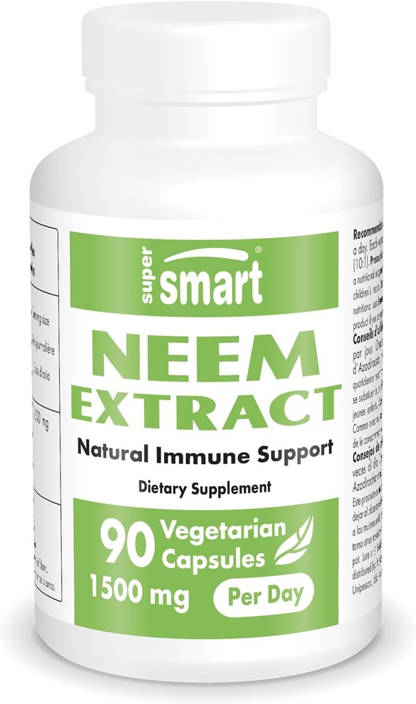 Supersmart - Neem Extract 1500mg ανά ημέρα - Azadirachta εκχύλισμα έλαιο φύλλων Indica - συμπλήρωμα neem 