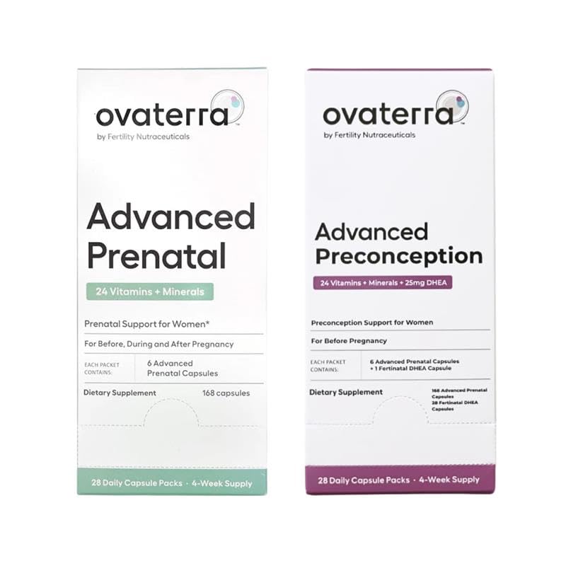 Ovaterra Advanced Prenatal & Preconception Multivitamin Bundle for Women with DHEA 25mg, Choline 550 mg, Folate (Methylfolate) 1.010 mcg, Omega-3 DHA, EPA, Chelated Iron 364 Capsules - 28 Day Supply