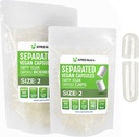 XPRS Nutra Vegan Μέγεθος 2 χωριστές κάψουλες - 100 Count Premium Κενές κάψουλες χωρίζονται σε τσάντες - Καθαρίστε άδεια χάπια για συμπλήρωση συμπληρώματος DIY
