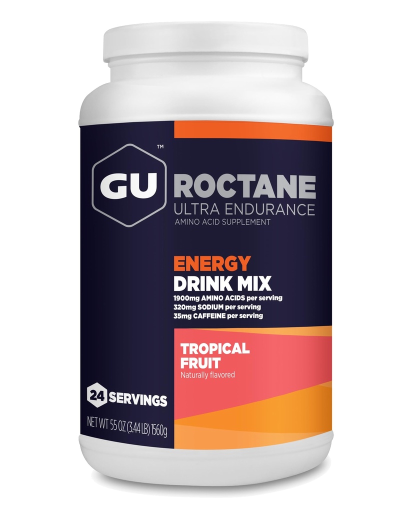 GU Energy Roctane Ultra Endurance Energy Drink Mix, Vegan, Gluten-Free, Kosher, 35mg καφεΐνη, και Dairy-Free n-the-Go Energy για κάθε προπόνηση, 3.44-Pound Jar, Tropical Fruit