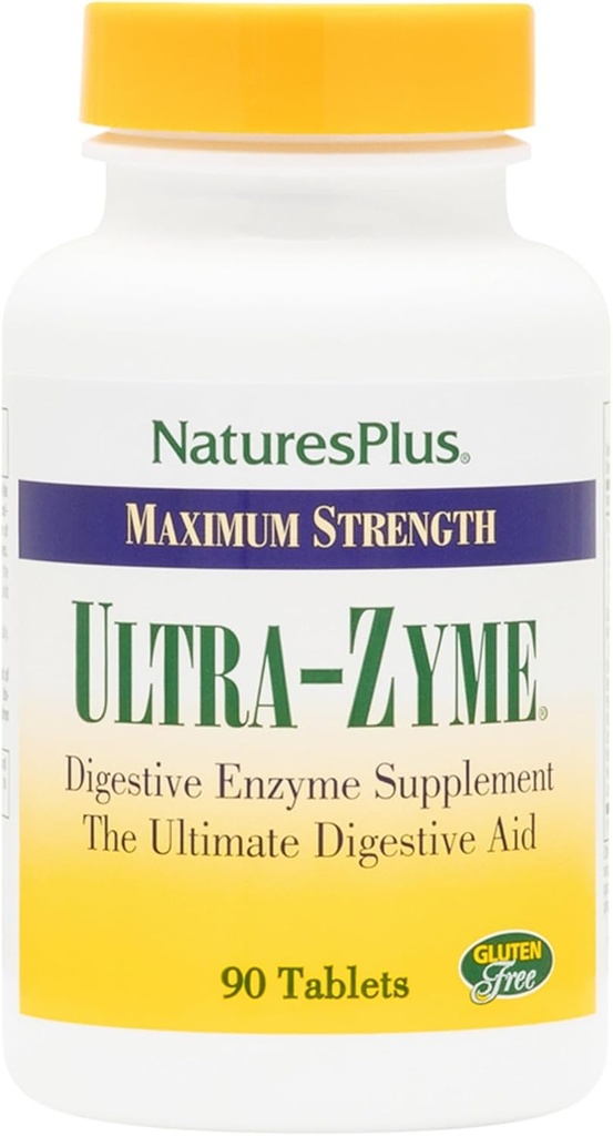 NaturesPlus Ultra- Zyme - 90 δισκία - Ένζυμο συμπλήρωμα για την υποστήριξη της υγιούς πέψης - Χωρίς γλουτένη - 45 σερβιέτες