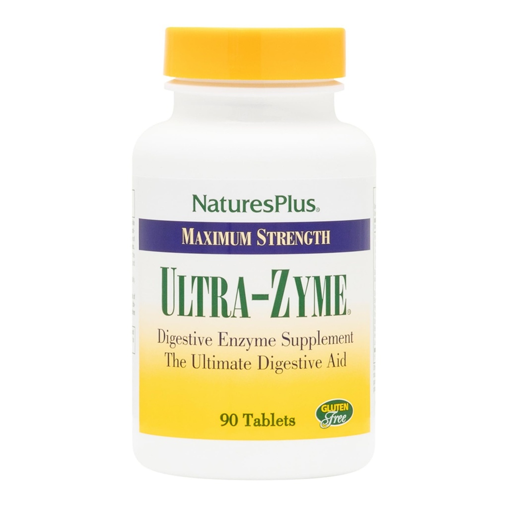 NaturesPlus Ultra- Zyme - 90 δισκία - Ένζυμο συμπλήρωμα για την υποστήριξη της υγιούς πέψης - Χωρίς γλουτένη - 45 σερβιέτες