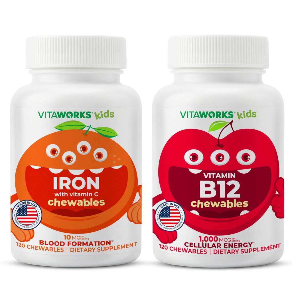 Παιδιά Iron 10mg + Βιταμίνη C Μασώμενα + Βιταμίνη B12 Μασώμενα