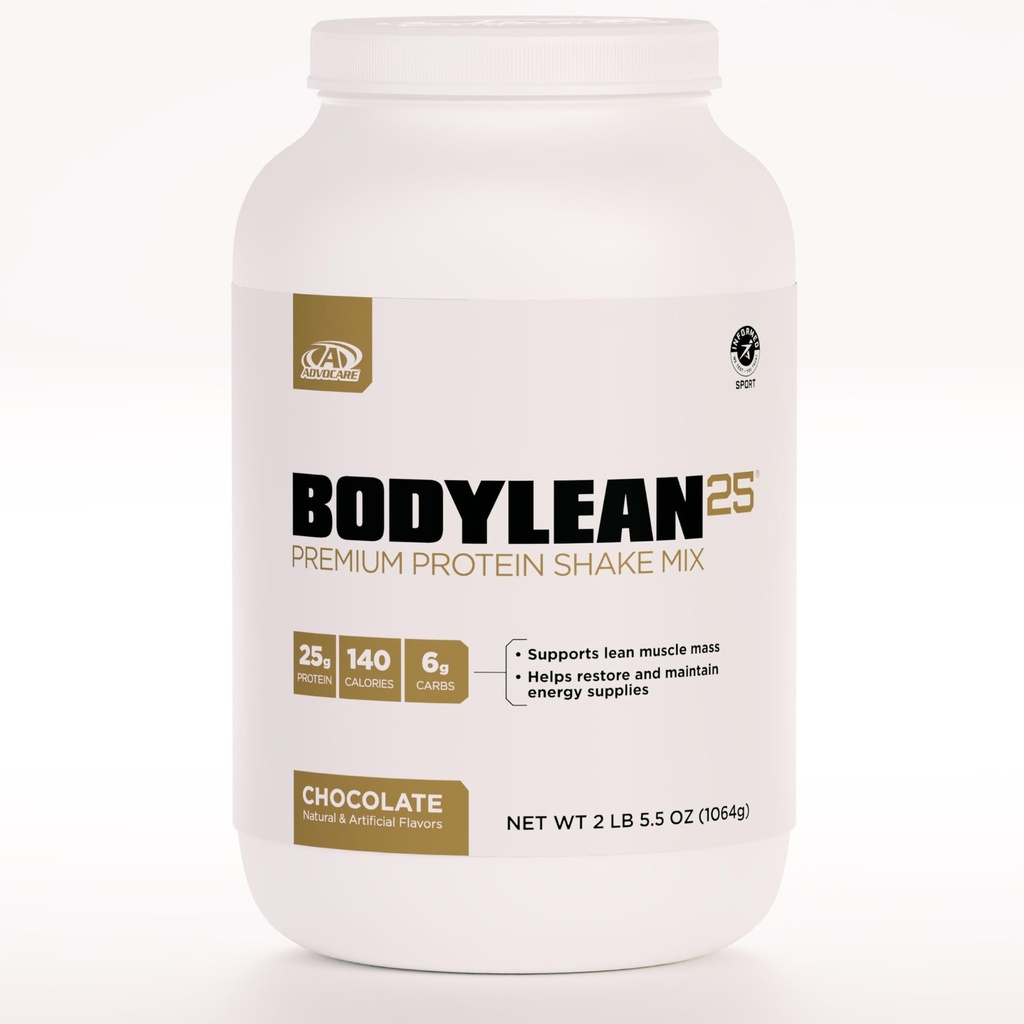 AdvoCare BodyLean25 - Πρωτεΐνη σε σκόνη με Whey Protein Isolate - Υποστηρίζει Μυϊκό Κτίριο & Α Lean Body - Προσφορές Ενεργειακή Υποστήριξη* - Σοκολάτα, 4.5 oz