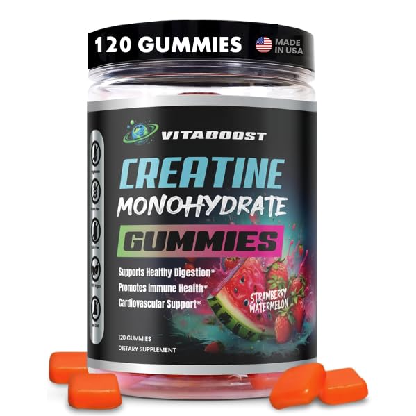 Creatine Gummies 5g-Φυσική Creatine Monohydrate για Άνδρες & Γυναίκες-Νόστιμη Φράουλα Καρπούζι Flavor-Ενισχύστε τη δύναμη, την ενέργεια και την ανάπτυξη των μυών- Vegan Pre προπόνηση Gummies-Made in USA