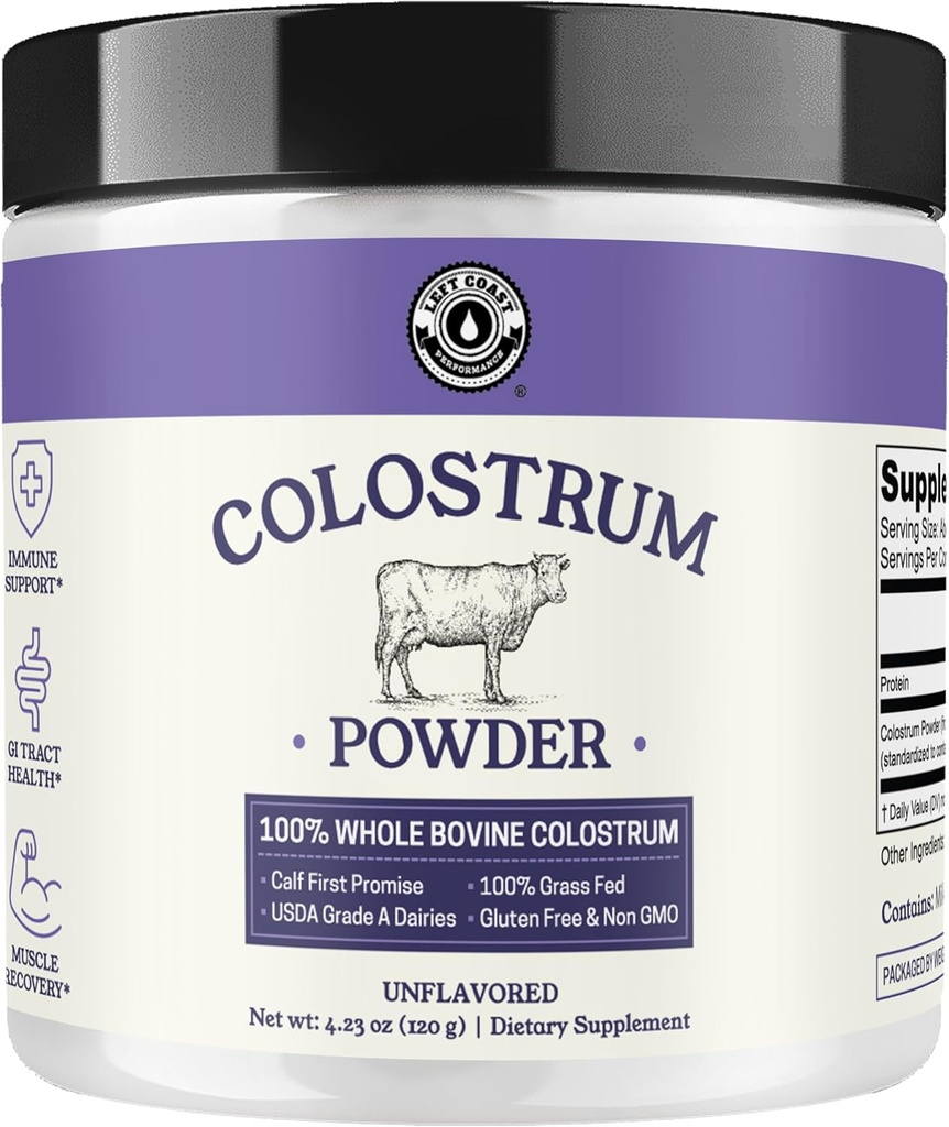 Colostrum Powder – USA Sourced Bovine Colostrum for Humans for Immune Support, Gut Health, Muscle Recovery - Single Ingredient, No Additives, Grass Fed, Non-GMO Colostrum Supplement for Women and Men