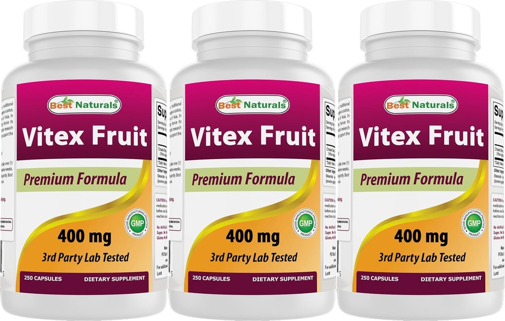 Best Naturals Vitex Chasteberry 400 mg 250 κάψουλες (πακέτο των 3)