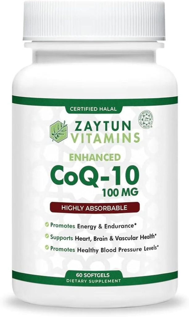 Zaytun Halal CoQ10 Υψηλή απορροφήσιμη, μία ανά ημέρα, υποστηρίζει την υποστήριξη της καρδιάς και την παραγωγή ενέργειας, 60 Mini Softgels, Made in USA - Halal Βιταμίνες