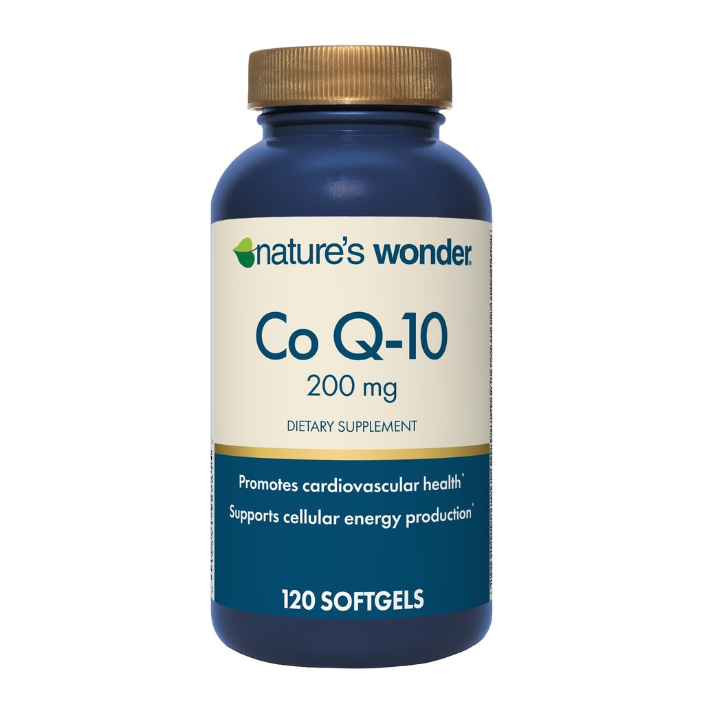 Συμπλήρωμα CoQ10 Wonder της φύσης - CoQ10 200mg Softgels για την υποστήριξη της υγείας της καρδιάς, της καρδιαγγειακής λειτουργίας, και της κυτταρικής παραγωγής ενέργειας, 120 Softgels, 120 ημέρες προσφοράς