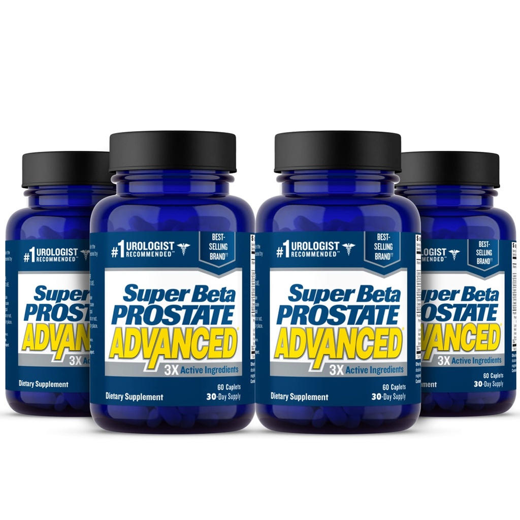 SUPER BETA PROSTATE Advanced – Προώθηση ύπνου, Bladder Υποστήριξης Emptying. Prostate συμπλήρωμα υποστήριξης για την υγεία των ανδρών με Beta σιτοστερόλη, δεν Saw Palmetto. (240 Caplets, 4-Pack)