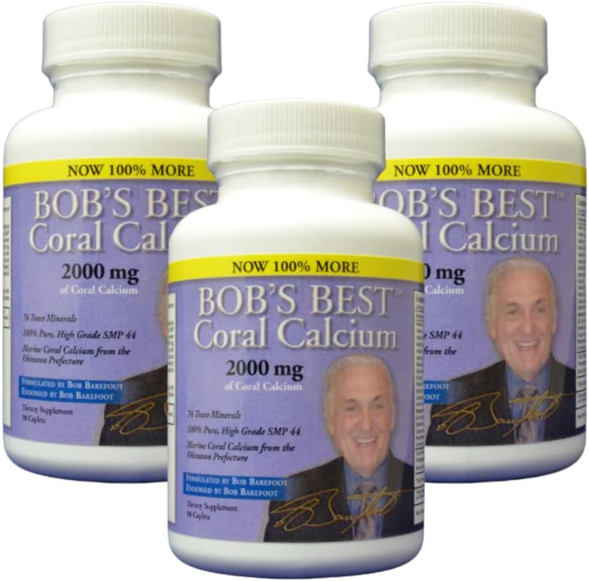 Bob's Best Coral Calcium 2000mg, 3 PACK of 90 Caplets ΝΕΑ ΒΕΛΤΙΩΣΗ! by Bob's Best
