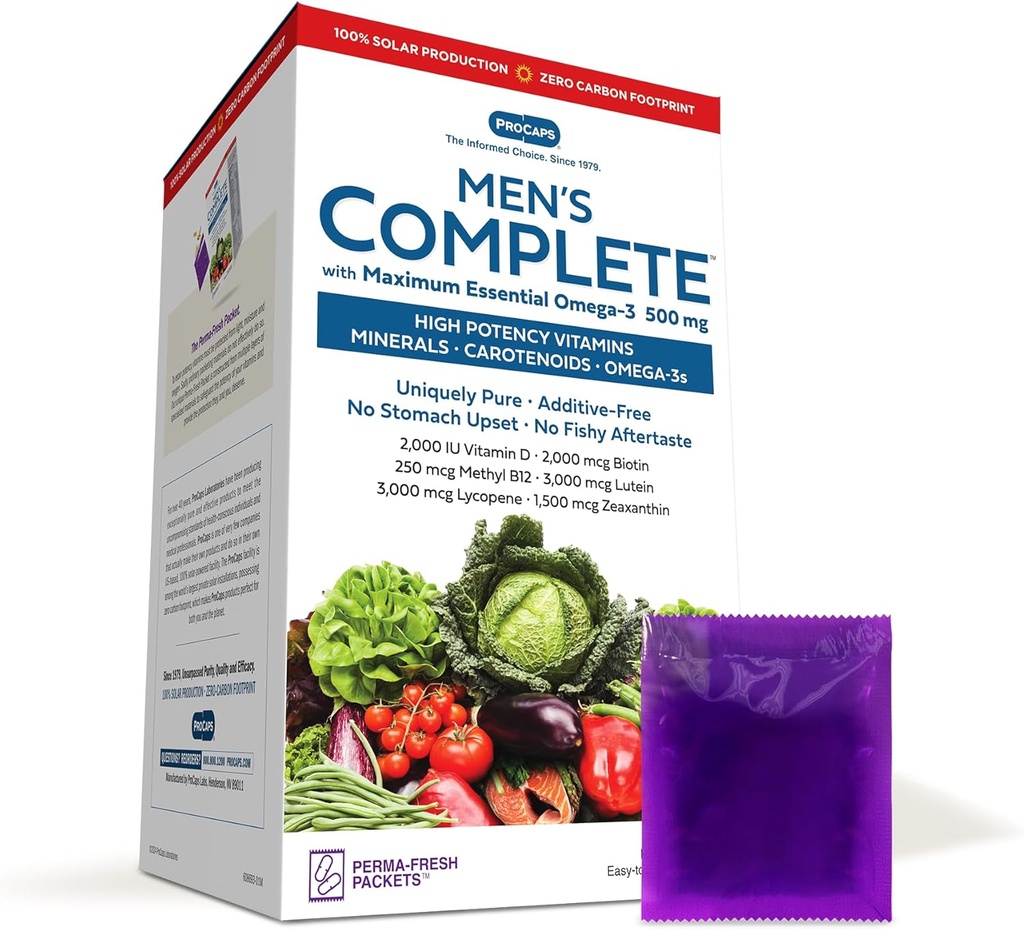 ANDREW LESSMAN Multivitamin-Men's Complete with Maximum Essential Omega-3 500 mg 30 Packets - 30+ High Potencies of All Nutrients, Essential Vitamins, Minerals, Carotenoids. Χωρίς πρόσθετα