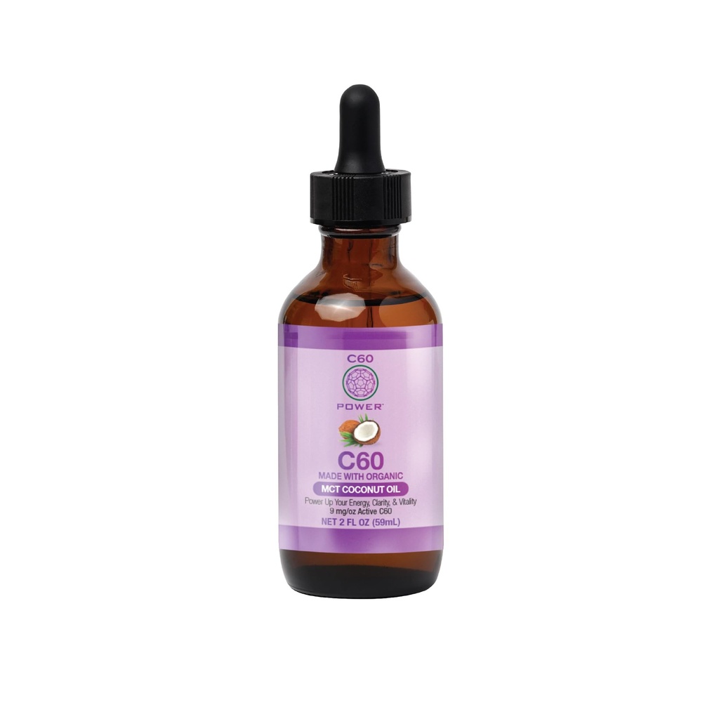 C60 Ισχύς - MCT 2-oz.- Βιολογικό MCT Λάδι καρύδας, 2 Fl Oz, 99,99% καθαρό άνθρακα Fullerenes, Oξειδωτικό φορτίο ανύψωσης, Βελτιστοποιήστε Μιτοχονδριακή λειτουργία