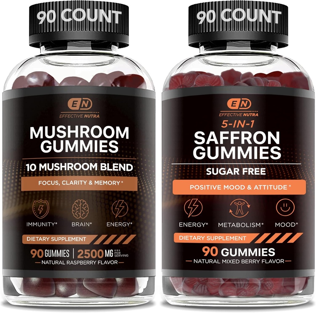 EFFECTIVE NUTRA Mushroom Gummies & Saffron Gummies