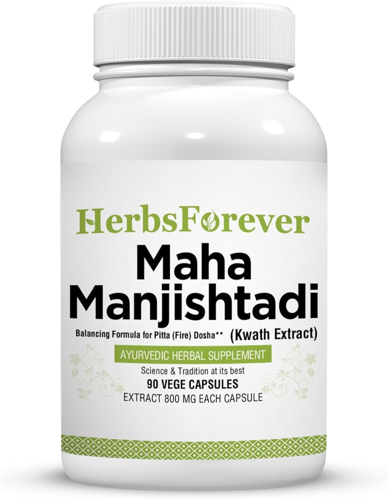 Herbsforever Manjishtadi Kwath Capsules | Ayurvedic Herbal Supplement for Skin Health & Detox | 90 Veg Capsules, 800 mg Each | Traditional Wellness Formula