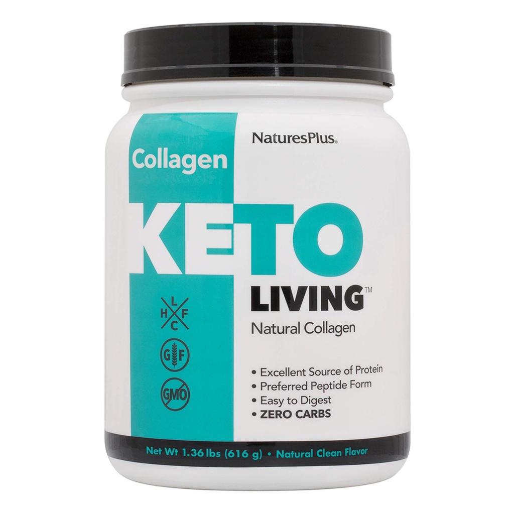NaturesPlus KetoLiving Natural Collagen, Unflavored - 1,36 lb Tub - Ketogenic Protein Powder - Υποστηρίζει ανοσοποιητική & ουρική αρθρίτιδα υγεία, κοινή κινητικότητα & μαλλιά, δέρμα & νύχια - Χωρίς γλουτένη, μη GMO - 28 εξυπηρετήσεις