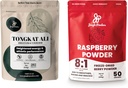 Zungle Powders Premium 5oz Tongkat Ali & Freeze-Dried 7oz Raspberry Bundle - Eurycoma Longifolia συμπλήρωμα σκόνης για την υποστήριξη της υγείας των ανδρών σε συνδυασμό με το μη ζαχαρωμένο εκχύλισμα κόκκινου σούπερ τροφίμου για το ψήσιμο