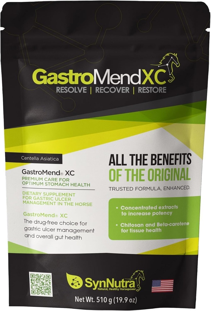 GastroMend XC, 100% Natural Equine Stomach Health for Horses, Promotes Healing & Prevention of Gastric Ulcers, Highly Potent & Effective, Supports Gastric and Hindgut Health, 30 Servings, Made in USA