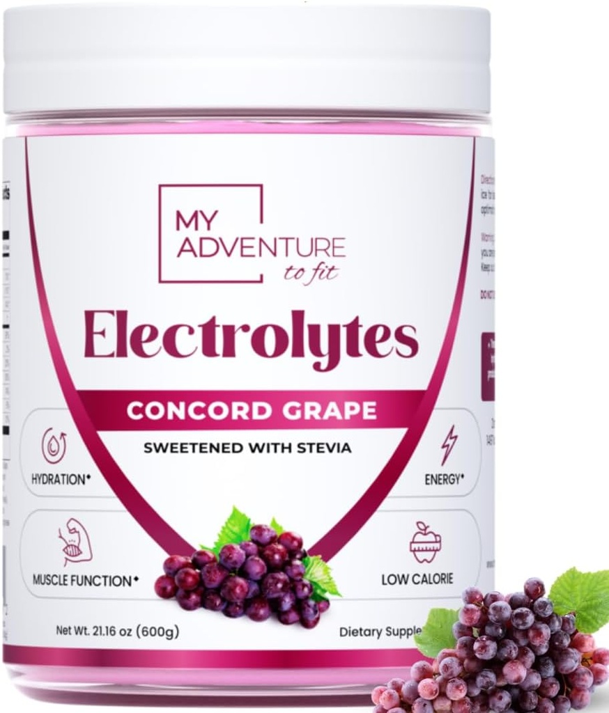 Zero Sugar - Concord Grape Electrolytes Powder - Αναζωογονητικό μείγμα ενυδάτωσης - Caffeine Free Energy με όλα τα φυσικά συστατικά - Vegan, Keto & Paleo - Sugar Free Electrolytes Drink Mix - 120 Σερβιέτες