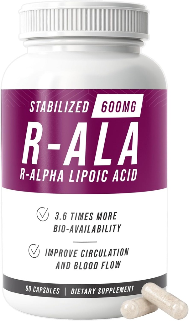 NERVE RENEW R- ALA Σταθεροποιημένο R Alpha Lipoic Acid 600mg Nerve Support Supplement 60 Κάψουλες