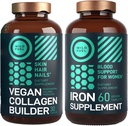 WILD FUEL Vegan Collagen Builder δισκία και συμπλήρωμα σιδήρου για γυναίκες με φολικό οξύ γυναικείο δέμα