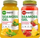 Sea Moss Gel Organic Raw (Bundle of 2 Jars 24oz) Ashwagandha Mango and Strawberry Pineapple Wildсrafted Gold Sea Moss Gel 