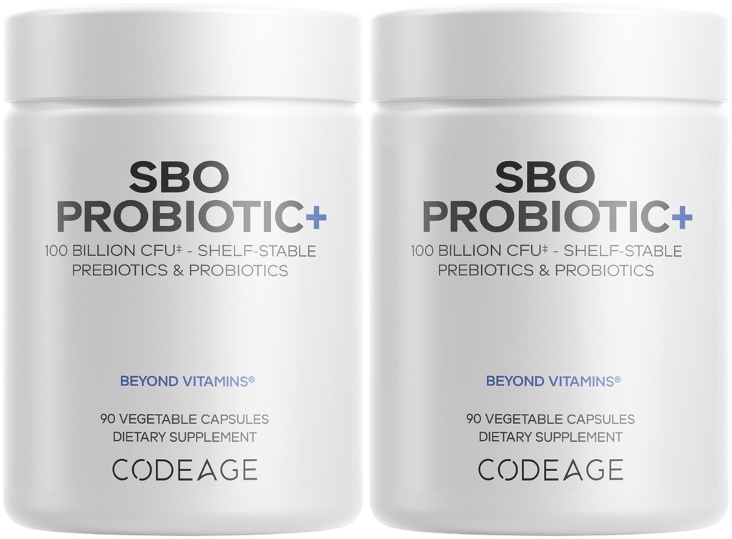 Codeage SBO Probiotics, 100 δισεκατομμύρια CFUs ανά υπηρεσία, Multi Strain Soil Based Organizations Blend και Organic Fermented Botanical Blend, Ράφι-Stable - 2 Pack