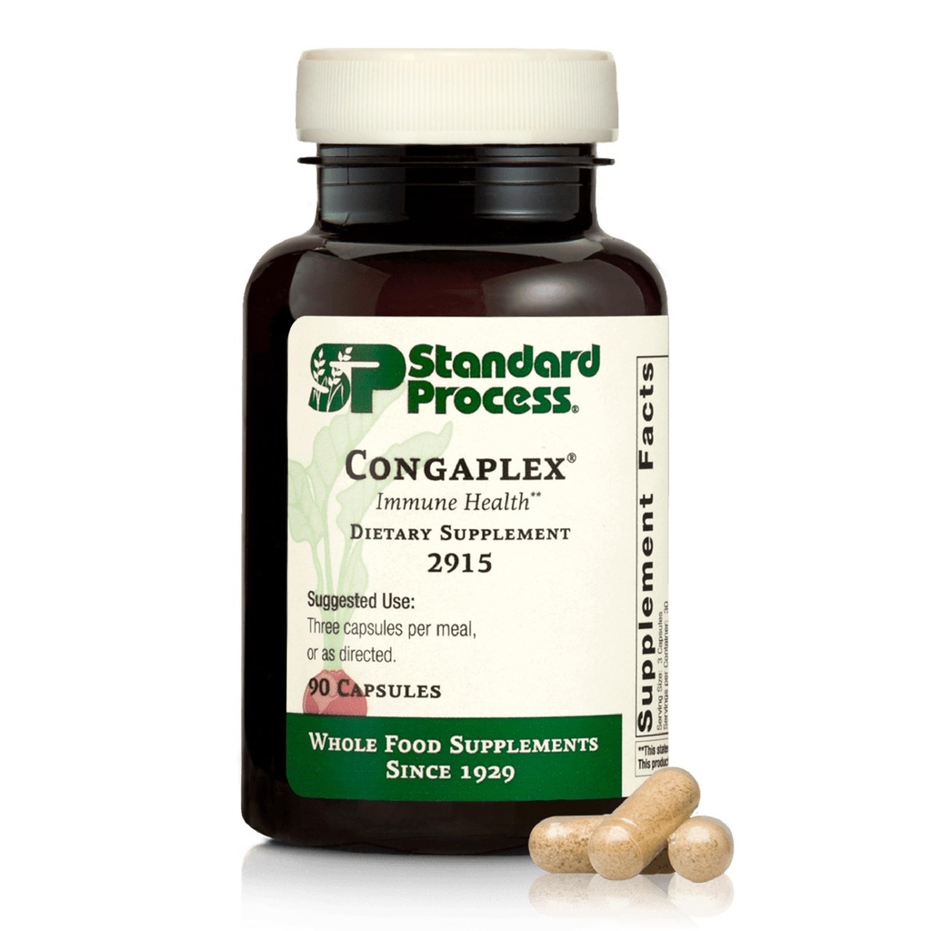 Standard Process Inc. Congaplex, Thymus Gland Support Supplement, Υποστήριξη για την Ανοσολογική Υγεία με Γαλακτικό Ασβέστιο, Μαγνήσιο, Βιταμίνη C & Βιταμίνη Α, Ανοσοποιητικό Σύστημα με Σκόνη Μανιταριών - 90 Κάψουλες