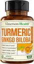 Ginkgo Biloba και Turmeric Curcumin Supplement με Μαύρο Πιπέρι & Βιολογικό Tumeric – Φυσικό συμπλήρωμα Turmeric για Εστίαση, Μνήμη, Κοινή & Εγκεφαλική Υγεία – 60 κάψουλες Vegan Ginko Biloba με Curcuma
