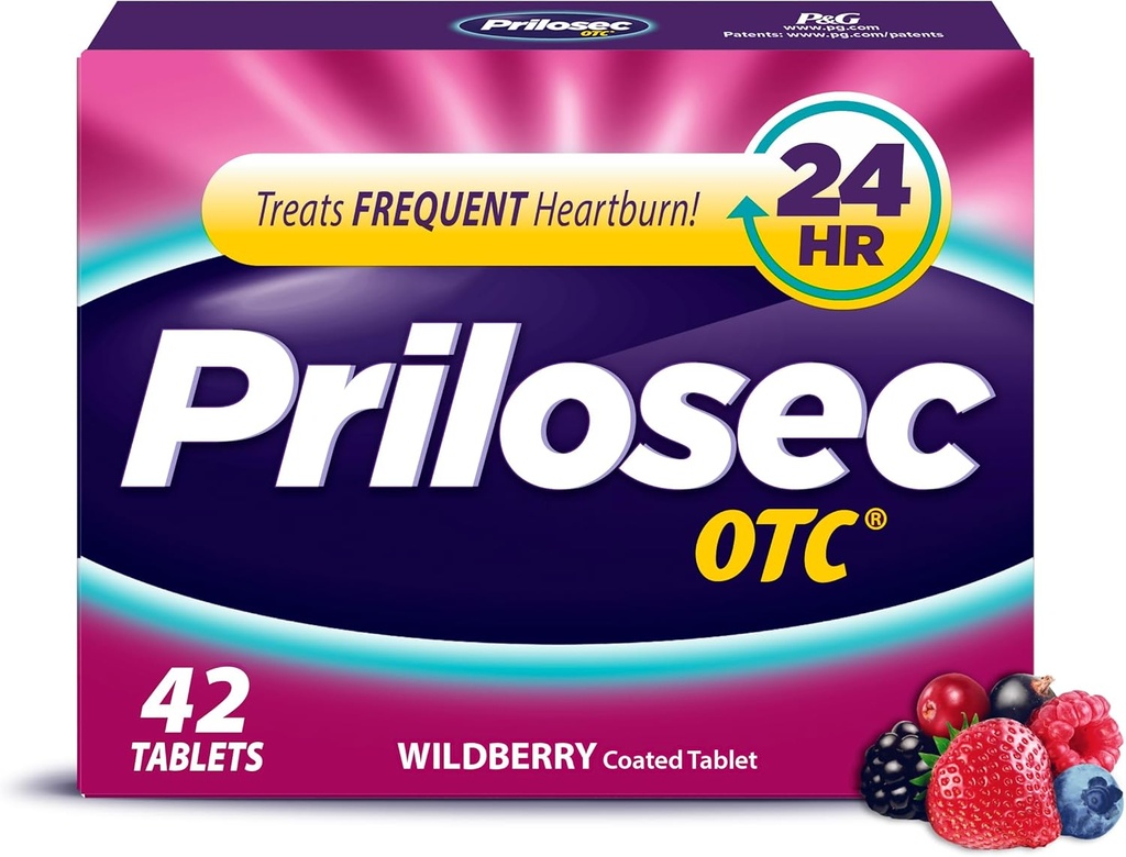 Prilosec εξωχρηματιστηριακά, Ομεπραζόλη Καθυστερημένη απελευθέρωση 20mg, Οξύ μειωτήρα, Αντιμετωπίζει Συχνές Heartburn για 24 ώρες ανακούφιση, όλη την ημέρα, όλη τη νύχτα*, Heartburn Medicine, 20mg, Wildberry Flavor, 42 δισκία