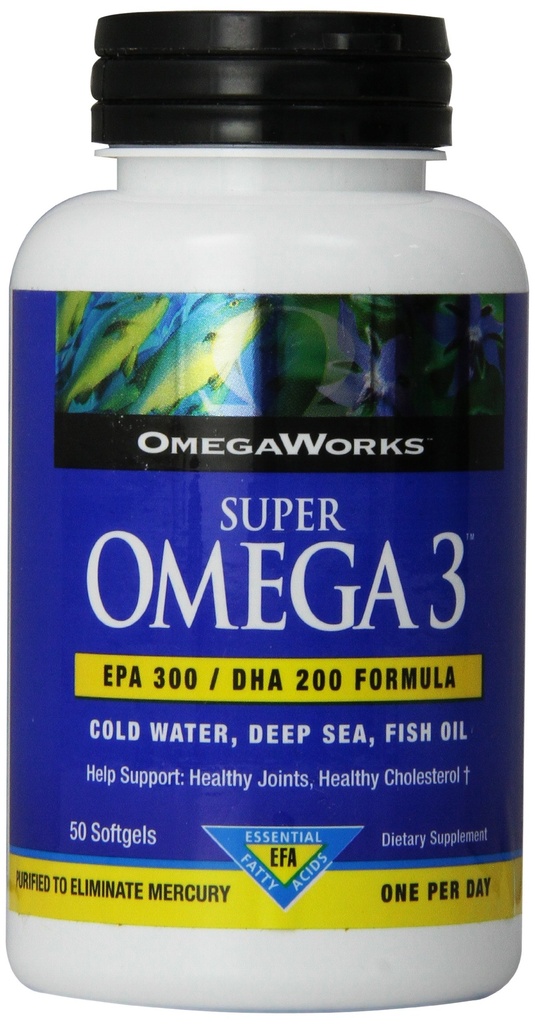 Omegaworks Super Omega 3 Softgels, 50-Count Bottles (Pack of 2)