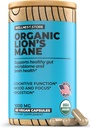 Lions Mane Mushroom Organic Supplement (Εκχύλισμα Ηρακλείου) 60 Veggie Caps - συμπλήρωμα υποστήριξης του ανοσοποιητικού; Βελτίωση της Γνωστικής λειτουργίας + Προώθηση της ζωτικότητας, Προστασία των νευρικών κυττάρων
