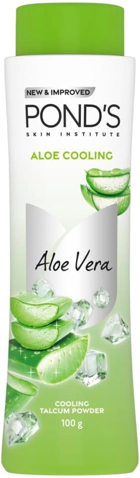 POND'S Aloe Cooling Powder, 100g, for Instant Cooling and Refreshing Relief in Summer, with 100% Aloe Extract, 3X Cooling Effect, Long-Lasting Fragrance