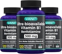 2 σε 1 Ενισχυμένη Φόρμουλα: Βιταμίνη Β1 με Benfotiamine 500mg, Fat Soluable Συμπλήρωμα Βιταμίνης Β-1, 500 mg - 120 Κάψουλες (3)