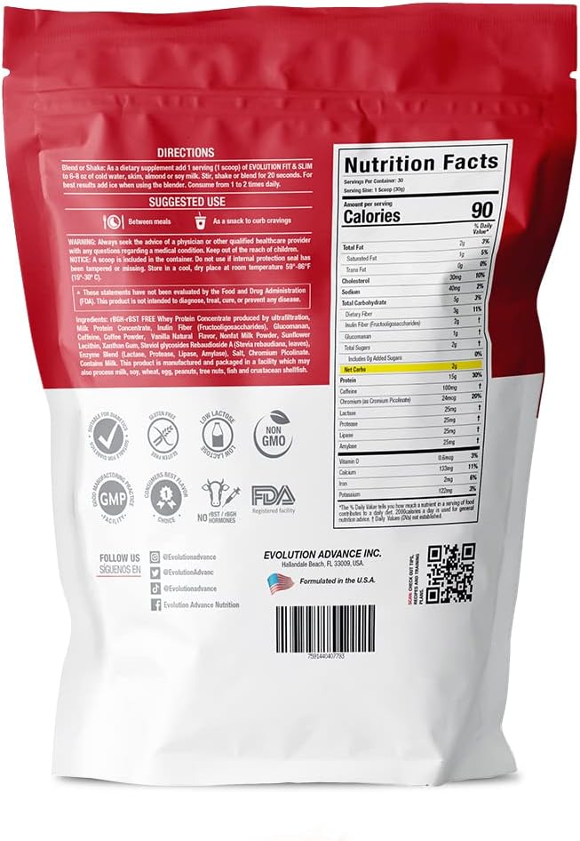 Evolution Advance Nutrition Fit & Slim Blend – Grass-Fed Whey Protein Powder for Easy Digestion, Keto-έγκριση, Non-GMO, Stevia Sweeted, Natural Flavor – 2 Λίρες (Frappullicious Coffee)