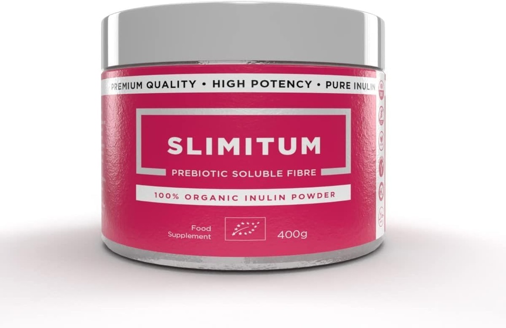 SLIMITUM Organic Inulin Powder (Agave) - 01 Pack Inulin Prebiotic Fiber for Colon and Gut Health, Premium Quality, Εντερική Υποστήριξη - 400g