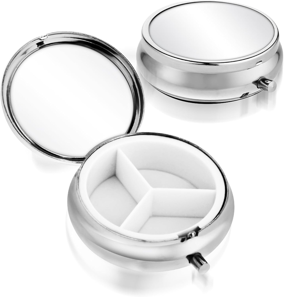 Sibba 3 Διαμέρισμα Φορητή ιατρική θήκη χάπι, Travel Multi-Functional Moisture Proof Pill Box για το Purse & Pocket, Χαριτωμένο Μεταλλική ιατρική Χάπια Organizer Box για βιταμίνες, ιχθυέλαιο & συμπληρώματα