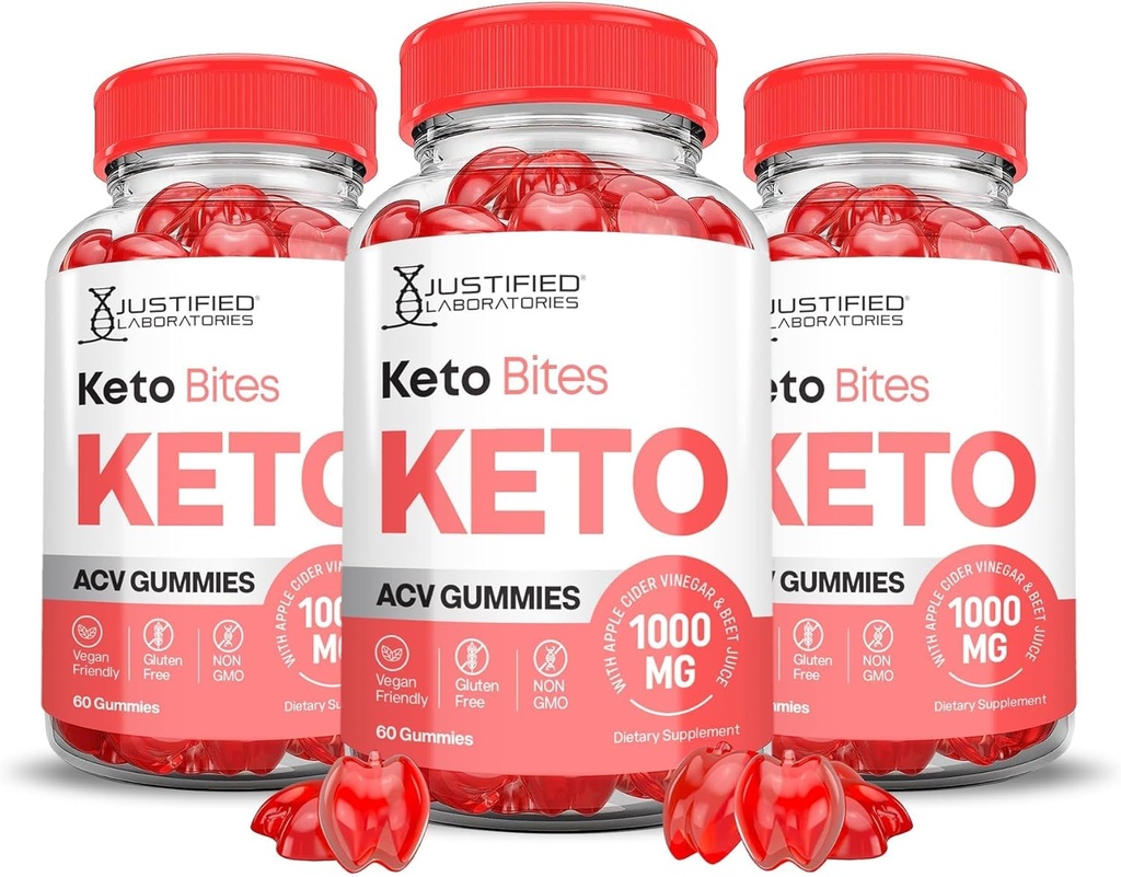 Justified Laboratories (3 Pack Keto Bites Keto ACV Gummies Advanced Formula 1000MG Keto Formula Formula Formula Με σκόνη χυμού βότανου β12 Vegan Non GMO 180 Gummys