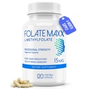 FolateMaxx L-Methylfolate 15mg, 120 κάψουλες – Doctor Formulated methyl folate Supplement for Women & Men – Υψηλή ισχύς 5-MTHF για την ενέργεια, Mood & Focus – Μη-GMO, Χωρίς γλουτένη (4-Month Supply)