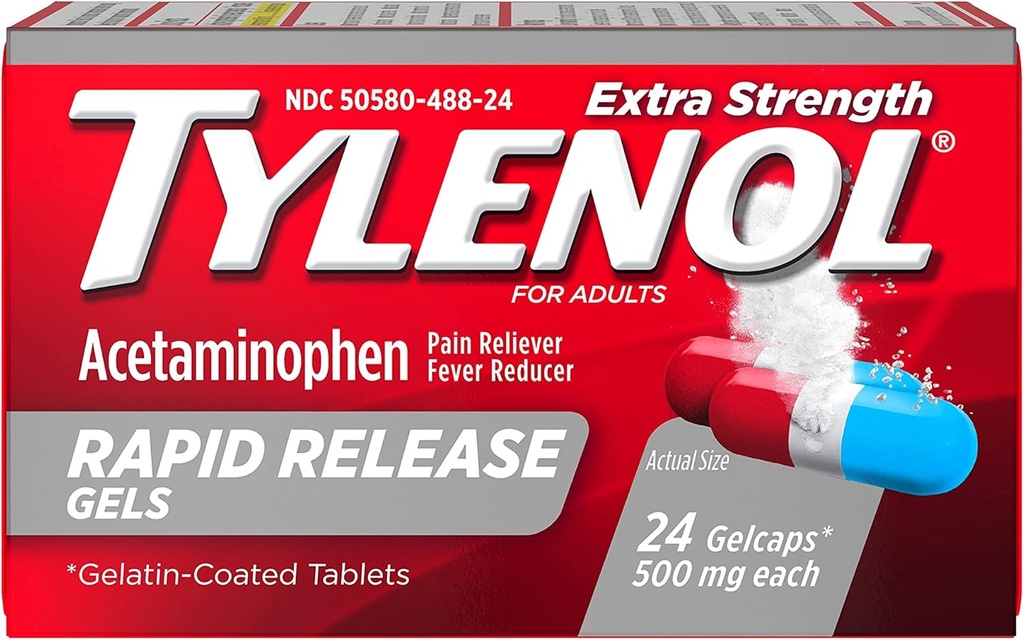 Tylenol Extra Strength Rapid Release Gelcaps - 24 ct, Συσκευασία των 2