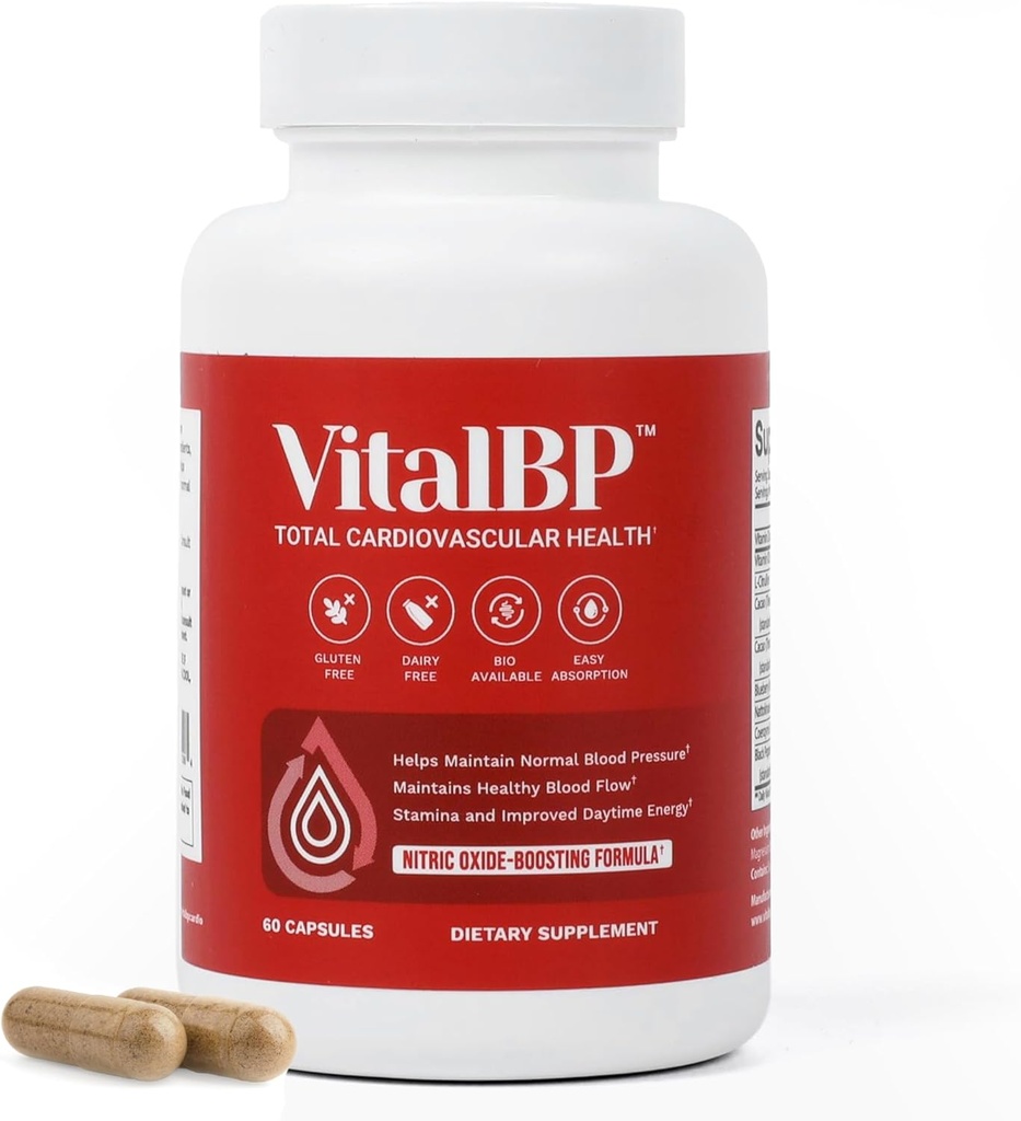 Vital BP - Support for Normal Blood Pressure - Supports Blood Flow & Arteries - with CoQ10, L-Citrulline, and K2 & D3-60 Capsules
