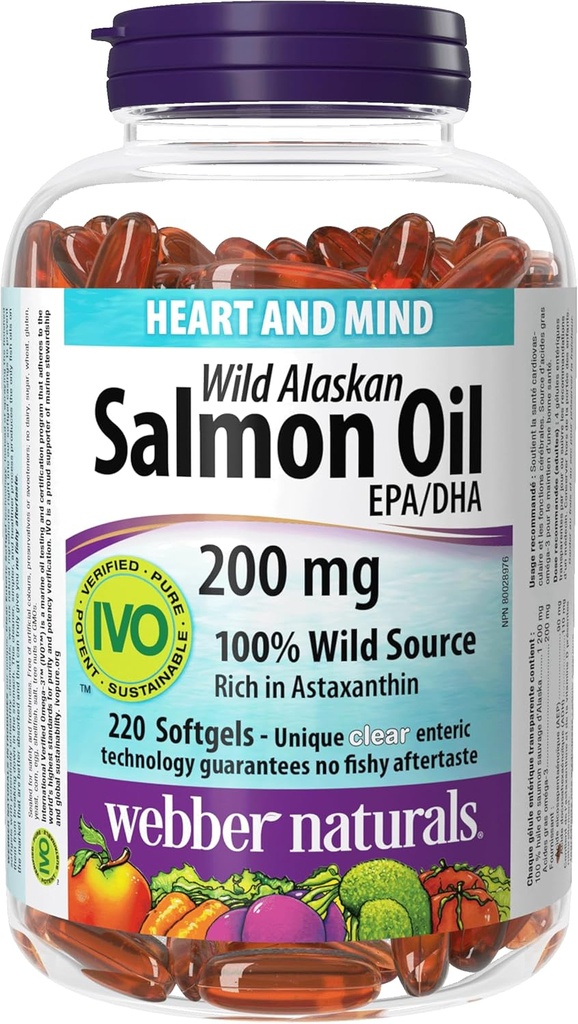 Webber Naturals Wild Alaskan Salmon Oil, 200 Mg, 220-Count